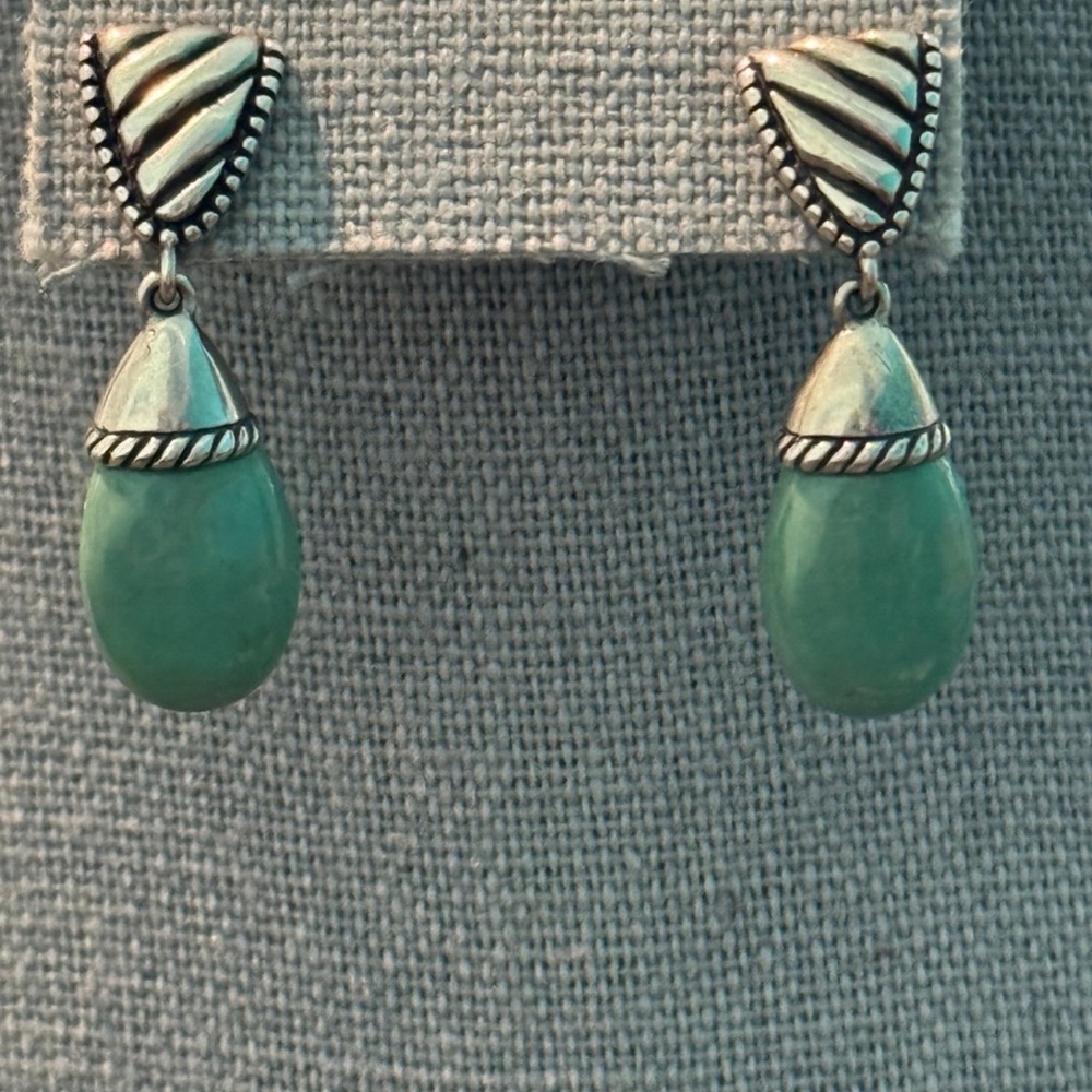 Carolyn Pollack Beautiful Turquoise Drop Earrings 925 Butterfly Backings